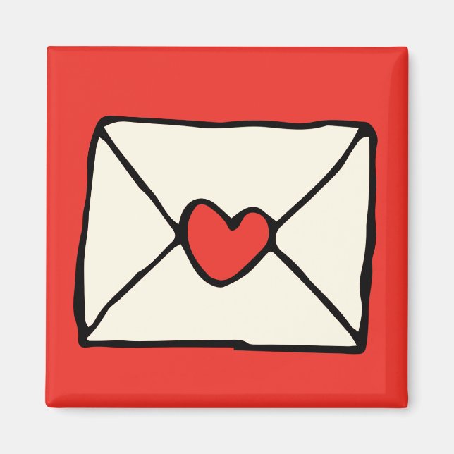 Valentines Doodles Rotes Herz Liebe Clip Art Magnet (Vorne)