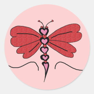 Valentines Dragonfly-Aufkleber Runder Aufkleber