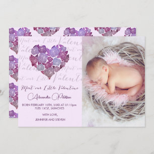 Valentines faire-part de naissance carte romantiqu