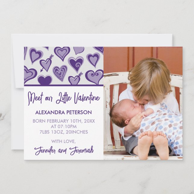 Valentines faire-part de naissance notre petite va (Devant)