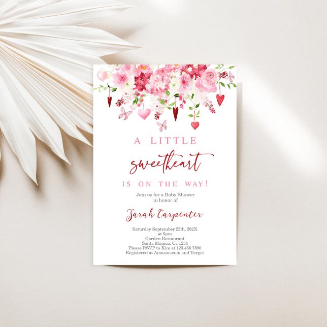 Valentines Floral Baby shower Girl Invitation (Créateur téléchargé)