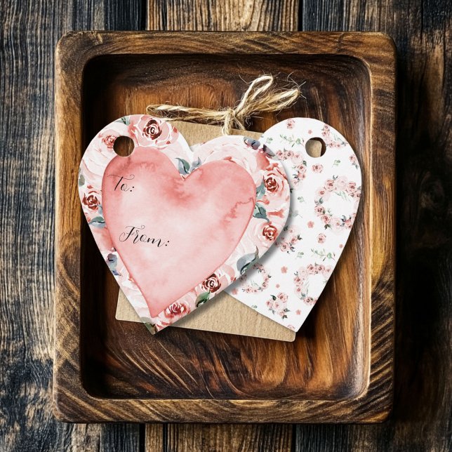 Valentines florales Herz geformt Geschenk Geschenkanhänger (Heart Shaped Gift Card)