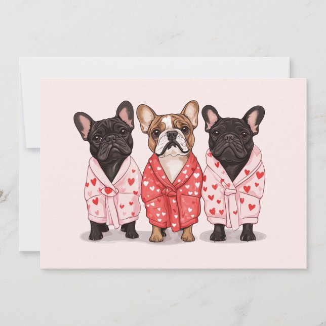 Valentines French Bulldog Feiertagskarte (Vorderseite)