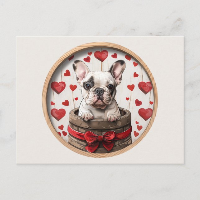 Valentines French Bulldog Postkarte (Vorderseite)