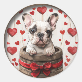 Valentines French Bulldog Runder Aufkleber