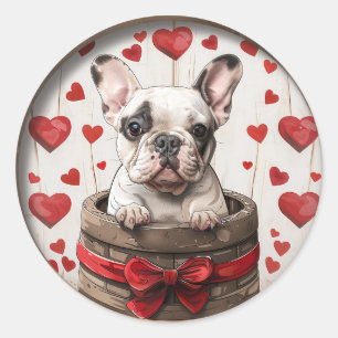 Valentines French Bulldog Runder Aufkleber