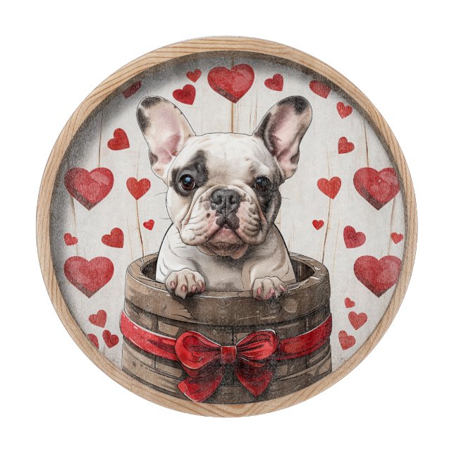 Valentines French Bulldog Schneidebrett (Vorderseite)
