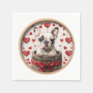 Valentines French Bulldog Serviette