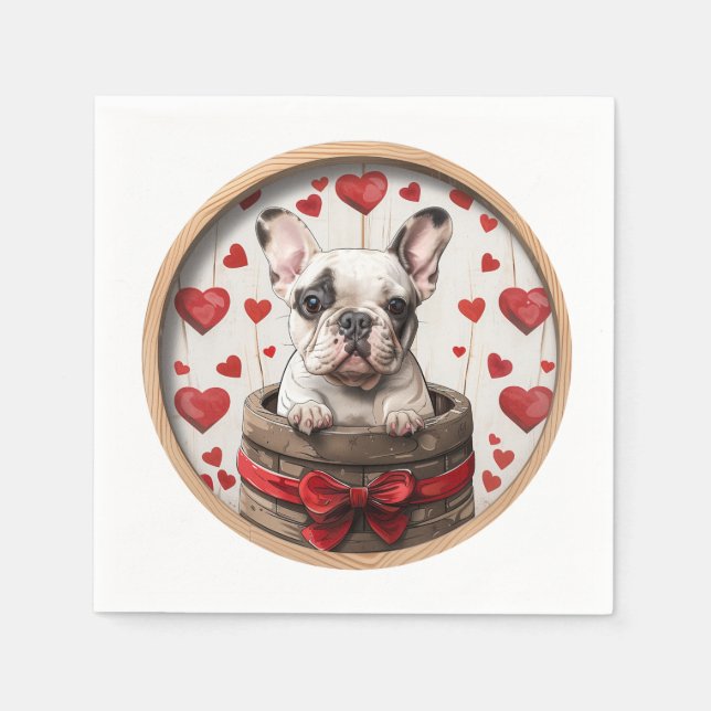 Valentines French Bulldog Serviette (Vorderseite)