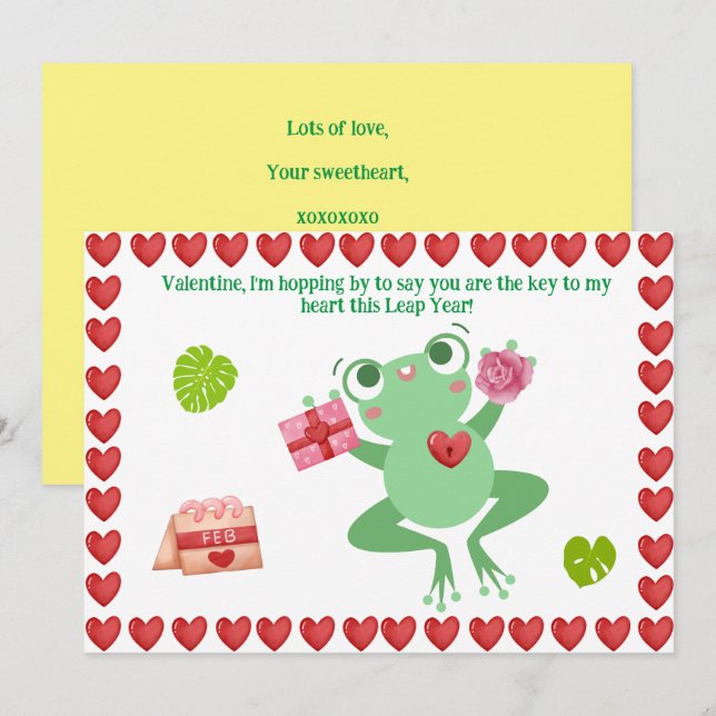 Valentine's Frog Heart Blume Geschenkkarte (Vorne/Hinten)