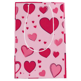 Valentines Gift Bag Hearts 01 Mittlere Geschenktüte
