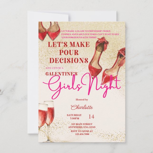 Valentines Girls Night Party Einladung (Vorderseite)