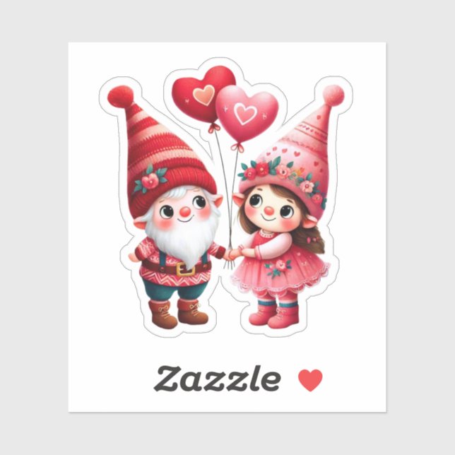 Valentine's Gnomes Couple Aufkleber (Blatt)
