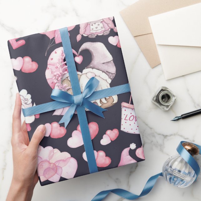 Valentines Gnomes In Love Wrapping Paper Geschenkpapier (Schenken)