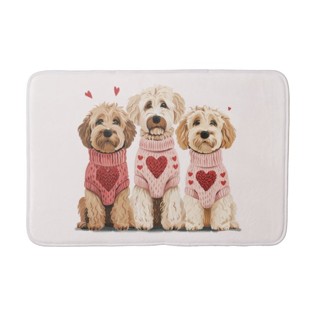Valentines Goldendoodle Hunde Badematte (Vorderseite)