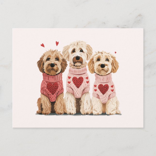 Valentines Goldendoodle Hunde Postkarte (Vorderseite)