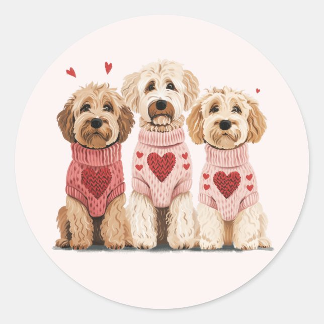Valentines Goldendoodle Hunde Runder Aufkleber (Vorderseite)