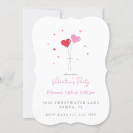 Valentine's Heart Balloons Party Einladung