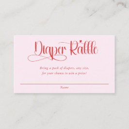 Valentines heart girl baby shower diaper raffle begleitkarte