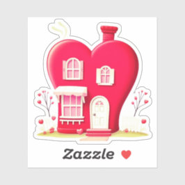 VALENTINES HEART HOUSE AUFKLEBER