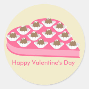 Valentine's Heart Shaped Box of Chocolate Candy Runder Aufkleber