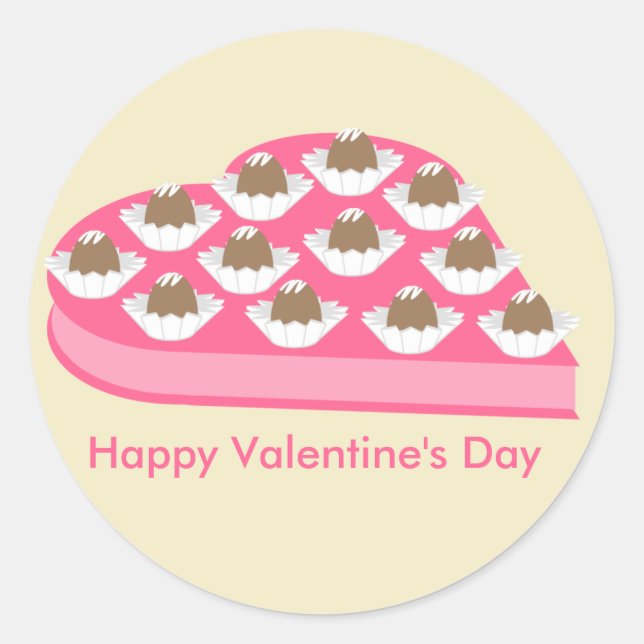 Valentine's Heart Shaped Box of Chocolate Candy Runder Aufkleber (Vorderseite)