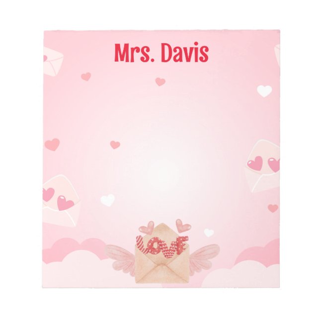 Valentine's Heart Theme Personalisiert Notizblock (Vorderseite)