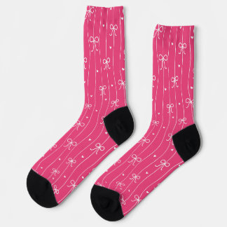 Valentine's Hearts and Bows Pink Socken