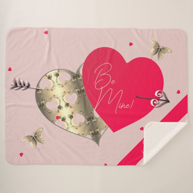 Valentine's Hearts & Arrow Sherpadecke (Vorderseite (Horizontal))