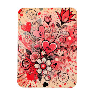 Valentines Hearts / Daisy / Spritzer Art / Sangria Magnet