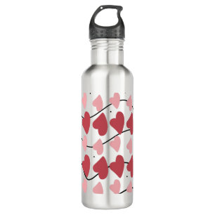 Valentines Hearts Doodles Dots Muster Edelstahlflasche