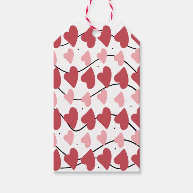 Valentines Hearts Doodles Dots Muster Geschenkanhänger (Vorderseite)