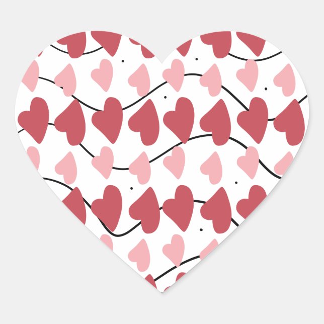 Valentines Hearts Doodles Dots Muster Herz-Aufkleber (Vorderseite)