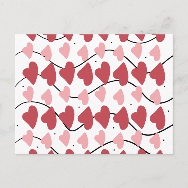 Valentines Hearts Doodles Dots Muster Postkarte (Vorderseite)
