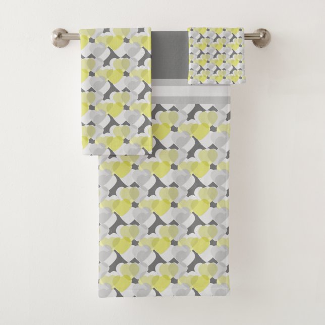 Valentine's Hearts Overlay Jaune et gris Motif (En situation)