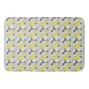 Valentine's Hearts Overlay Yellow and Gray Pattern Badematte
