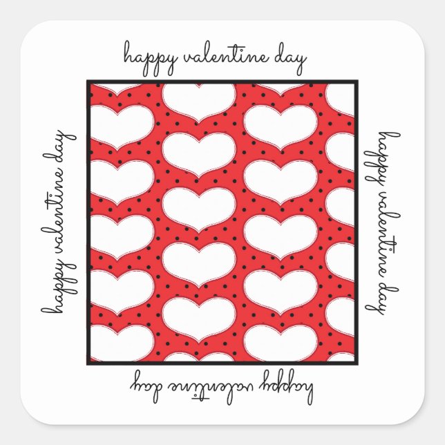 Valentines Hearts und Polka Dots Sticker (Vorderseite)