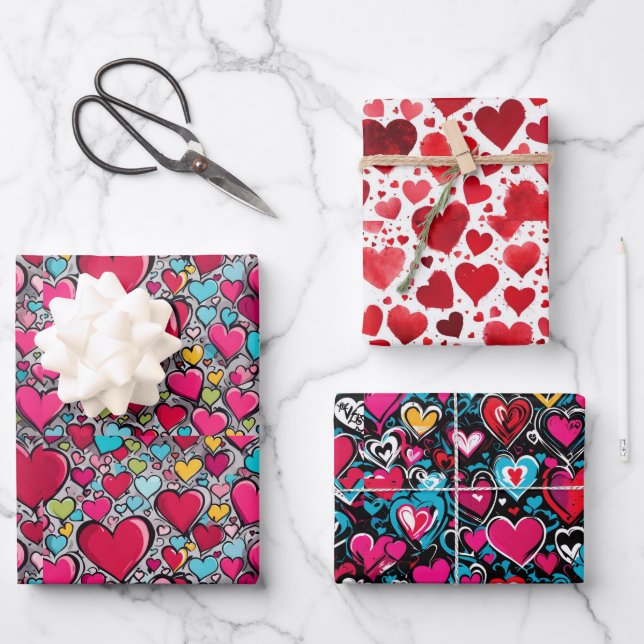 Valentine's Hearts x 3 feuilles (Recto)