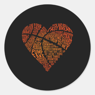 Valentines Herz Basketball Hoops Romantischer Fun  Runder Aufkleber