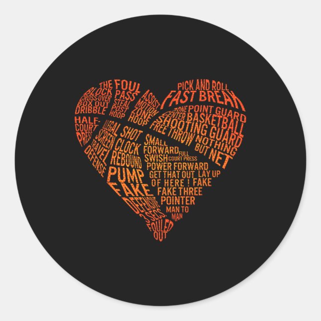 Valentines Herz Basketball Hoops Romantischer Fun  Runder Aufkleber (Vorderseite)