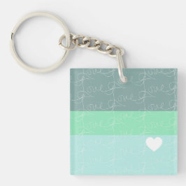 Valentines Herz Hand Gezeichnet Liebe Blue Green Schlüsselanhänger