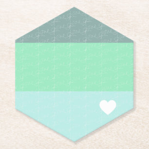Valentines Herz Hand Gezeichnet Liebe Blue Green Untersetzer