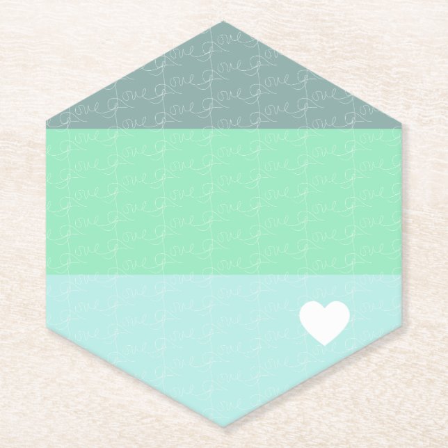 Valentines Herz Hand Gezeichnet Liebe Blue Green Untersetzer (Vorderseite)