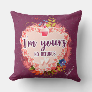 Valentines Herz und Blume in Fuchsia Kissen
