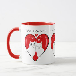 Valentines Herz Weiße Katzen YOU&ME Tasse