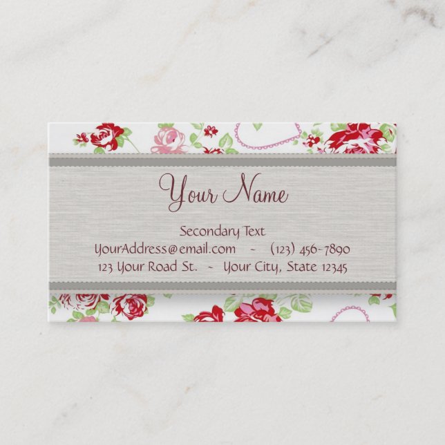 Valentines - Herzen, Rosen und Monogramm der Visitenkarte (Vorderseite)