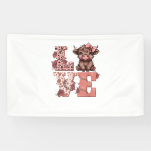 Valentines Highland Cow Liebe Shirt Cow Lover Girl Banner