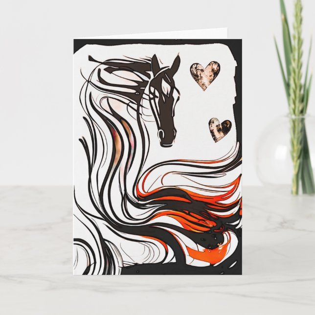 Valentine's Horse greeting card Dankeskarte (Vorderseite)