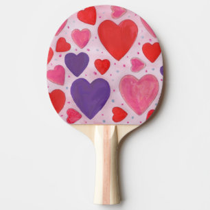 Valentines hört Rot Rosa Lila zweiseitige Printwer Tischtennis Schläger