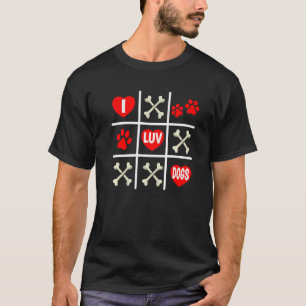 Valentine's Hund Vater Mama Tic Tac Toe I Luv Hund T-Shirt